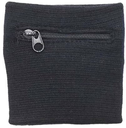 Zanthicia Handgelenktasche mit Reißverschluss, bequem zum Laufen, Radfahren, für Outdoor Sportarten, Schweißband, für Damen und Herren, zum Wandern und fürs Fitnessstudio, Schwarz, 8x8cm