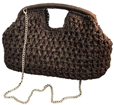 Straw Clutch Bag, Woven Fashion Handbag, Portable Summer Accessory, Large Beach Tote, Womens Outdoor Design, Sea Vacation Travel Shopping Night Wedding Party 13.78 * 10.63 * 4.72in