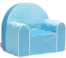 Badum Midi DOTS - Kindersessel ab 2 Jahre - Kinder Sessel - Babysessel mit Abnehmbarem & Waschbarem Bezug - Mini Sofa Mädchen, Junge - Bequemer Kleiner Sessel für Kinderzimmer - Blau