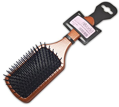 Sesiomworld Cepillo Profesional Raqueta de Madera Rectangular Tam. Mediano, 1 Unidad