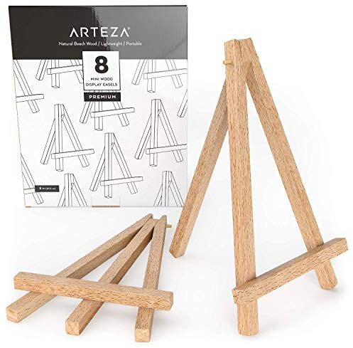 ARTEZA Mini-Staffelei, 20.3cm Holz-Display, 8 Stück Großpackung, Tischständer aus Buchenholz, zum Anzeigen kleiner Leinwände, Visitenkarten, Fotos, 1 Stück (1er Pack)