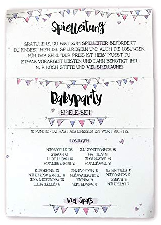 Feenstaub Babyshower Babyparty kleines Spiele-Set Partyspiele 30 Karten für Deine Babyshower, Baby Party für 10 Gäste, Ratespiel, Karten zum Ausfüllen, Spiele für Baby-Party