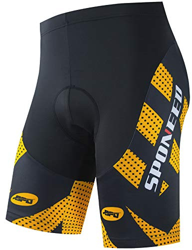 sponeed Men Padded Biking Shorts Cushioned Cycle Mountain Bike Tights for Motorbike Cycling US M Golden Yellow