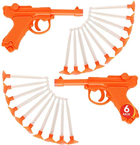 ArtCreativity Toy Guns (Pack of 6) - Toy Dart Guns for Kids - Total of 6 Toy Dart Pistols and 60 Suction Cup Darts, Summer Fun Toys for Outdoor, Indoor, Yard, Party Favors for Boys and Girls