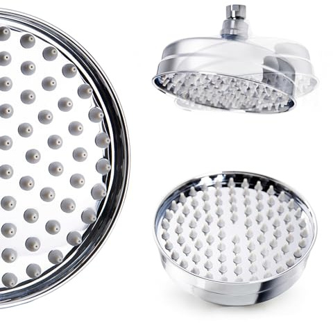 ENKI, R18, 150mm Traditional Fixed Small Shower Head Chrome, Solid Brass, Replacement Shower Head, Round Rose, Mixer Rainfall Shower, Modern Design, Easy Clean & Easy to Install
