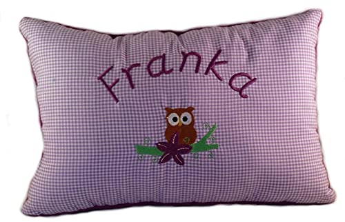 Momelie Lila Schmusekissen * Kuschelkissen * Eule * mit Namen Bestickt * 25 x 40 cm * SK-li_0009