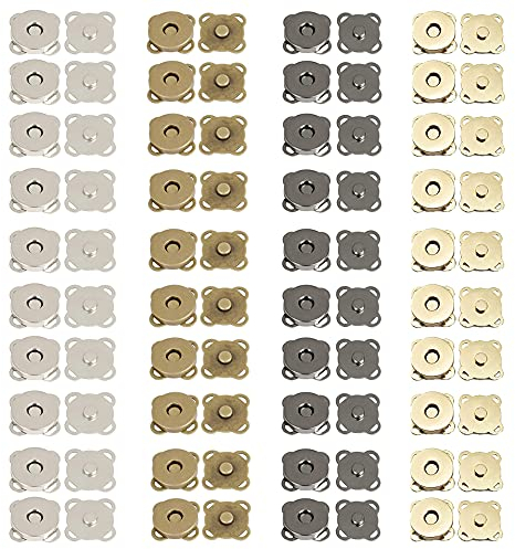 40 Stück Magnetische Knopf, DIY Magnetknopf, Magnetknopf Nähen Druckknöpfe, Magnetverschluss, Für Taschen, Nähen, Handwerk, Handtaschen, Kleidung (Bronze, Silber, Schwarz, Gold) (14mm)