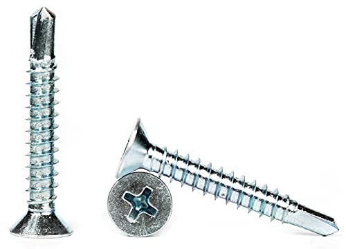 Lot de 100 vis auto-taraudeuses à tête fraisée en acier 6,3 mm x 38 mm