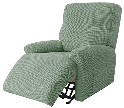 Highdi Twill-Jacquard Sesselbezug 4-teiliges Set, Komplett Sesselschoner für Relaxsessel, Luxuriös Verdicken Relaxsessel Bezüge Stretchhusse für Fernsehsessel Liege Sessel (Grün)