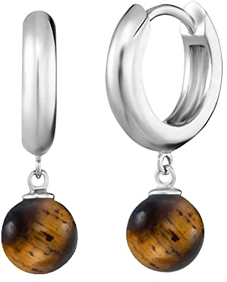 Engelsrufer Damen Ohrstecker Creole aus Sterling Silber mit Kraftstein, Steckverschluss/Clipverschluss, nickelfrei, Allergiker geeignet
