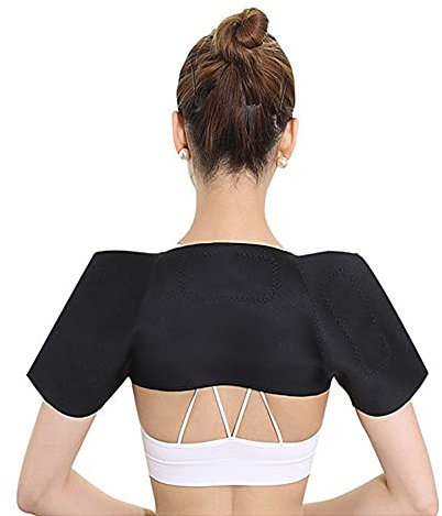 LONTG Schulterbandage Selbsterwärmende Schulterstütze Verstellbare Schulterheizung Turmalin Heizband Schulter Magnetfeldtherapie Klebendes Schutzband Magnet Bandage für Schulterwärme Schmerzlinderung