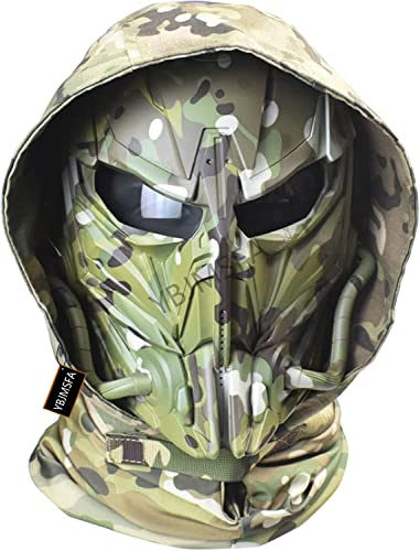 Für Outdoor-Sportarten CS Cosplay, verstellbarer Vollgesichtsschutz, Airsoft-Totenkopf-Maske mit Brille, Sturmhaube, Kopfbedeckung