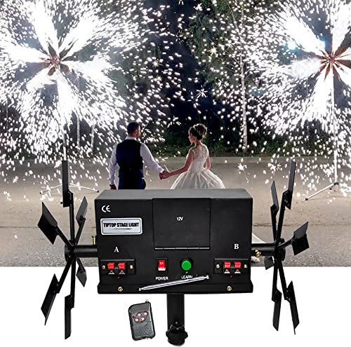 琛胜 Système De Tir De Feux d'artifice,Récepteur De Feux d'artifice Froid 12 Pièces,Machine à Fontaine à étincelles Rotative à Double Roue avec Télécommande sans Fil,pour équipement De Scène De Mariage