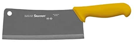 Starrett Coltello da Mannaia da Cucina in Acciaio Inox, Ampio Rettangolare da 8 Pollici (200 mm), Manico Giallo (BKY509-8)