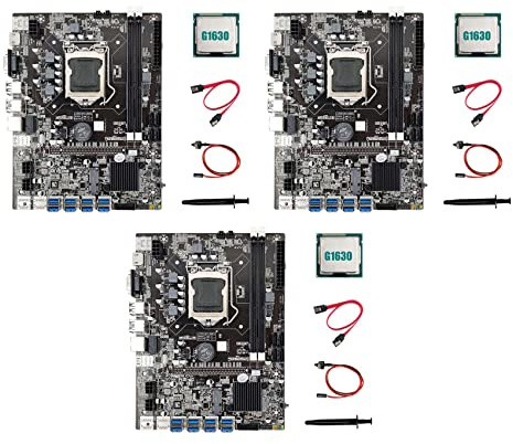 Cusstally 3 placas madre mineras B75 ETH 8XPCIE a USB + procesador G1630 + grasa térmica + cable SATA