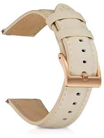 KeHowy Leder Armband 20mm 22mm für Garmin/Huawei/Samsung/Amazfit/Xiaomi | Herren und Damen Elegantes Weich und Bequem Leder Edelstahlschnalle Uhrenarmbänder für 20mm/22mm (20mm, Beige)
