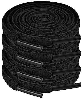 JETOP 2 Paar Premium Schnürsenkel Schwarz, Reißfest Schuhbänder [6 mm breit ], Schnürsenkel 100cm Flach, Ersatz Shoelaces für Sneakers, Sportschuhe, Laufschuhe, Turnschuhe
