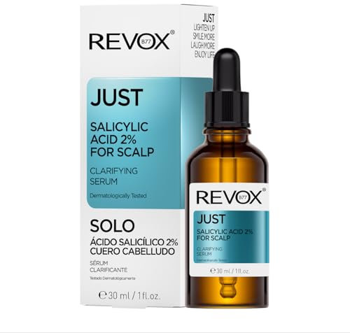 REVOX B77 - Just Acido Salicilico 2% per Cuoio Capelluto, 30 ml, Siero Acido Salicilico, Esfolia e Purifica, Controlla Eccesso Sebo, Idrata e Lenisce Cuoio Capelluto Irritato, Crescita Sana Capelli