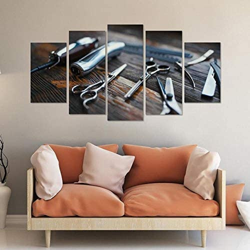 Quadri Modulari Immagini Su Tela Immagini Per Pareti Decorazioni Per La Casa 5 Pezzi Strumenti Per Parrucchieri Barbiere Per Il Fitness Per Soggiorno Per Poster Moderna Senza Cornice 200 X 100 Cm -/C