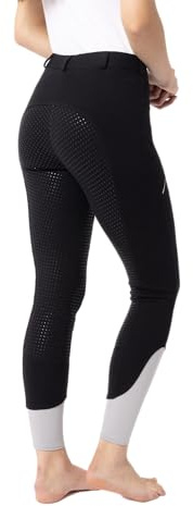 HORZE Damen Reithose Felicia, Vollbesatzreithose mit Handytasche und Gürtelschlaufen, Schwarz, 42