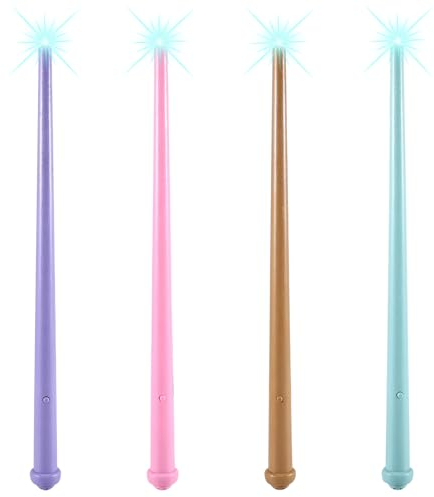 Joycabin 4 Stück Zauberstab Kinder Leuchtend, Leuchtende Zauberstäbe mit Licht und Sound, Feenstäbe Spielzeug Hexen Zauberstäbe für Karneval Halloween Cosplay Maskerade Accessoire