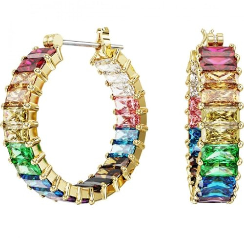 Swarovski Matrix Kreolen, Baguette-Schliff, Mehrfarbig, Goldlegierungsschicht