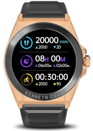 BRIBEJAT Reloj inteligente para hombre, HD 1.32 pulgadas, acero inoxidable, resistente al agua, podómetro, monitor de frecuencia cardíaca y sueño, rastreador de actividad