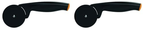 Fiskars Pizzaschneider mit hochwertigem Kunststoff-Schneidrad, Länge: 19 cm, Functional Form, Schwarz/Orange, 1019533 (Packung mit 2)