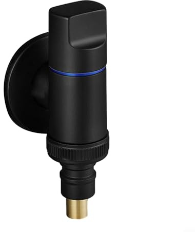Wasserhahn, Wasserspender-Wasserhahn, Waschmaschinen-Wasserhahn, Messing, Wasserstopp, Schnellöffnung, Winkelventil, geeignet für alle Arten von Waschmaschinen (schwarz)