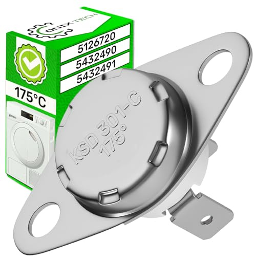 ONIX TECH Thermostat for Tumble Dryer Heat Pump with the Original Code 5126720 5432490 5432491 for Miele - Temperature Limiter 175°C - Connections 2 x 6,3 mm AMP