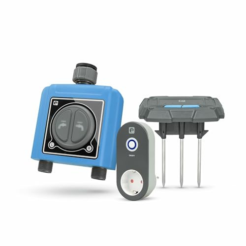 Garza Smart Bewässerungsprogrammierer, 2 Zonen, automatisch, WLAN, mit zusätzlichem intelligenten Hub und Feuchtigkeits- und Temperatursensor, Bewässerungszyklussteuerung für den Außenbereich, WLAN