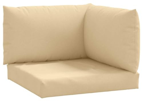 vidaXL Palettenkissen 3-TLG., Palettenauflage für Europaletten, Palettenpolster Palettensofa Outdoor, Sitzkissen Rückenkissen Seitenkissen, Melange Beige Stoff