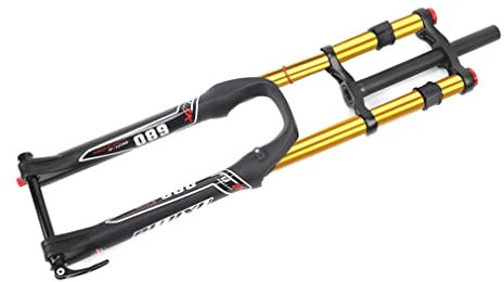 26/27.5/29'' DH MTB Air Fork Downhill Mountain Bike Suspension Fork Travel 140mm Rebound Adjust Thru Axle Front Fork Double Crown 1-1/8 Straight Manual Lockout (Color : Gold, Size : 27.5inch)