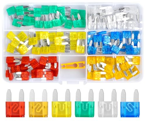 120 Pcs Fusibles Mini Alliage de Zinc pour Voiture, Moto et Camion - Assortiment de Fusibles Plats Auto 5A 10A 15A 20A 25A 30A