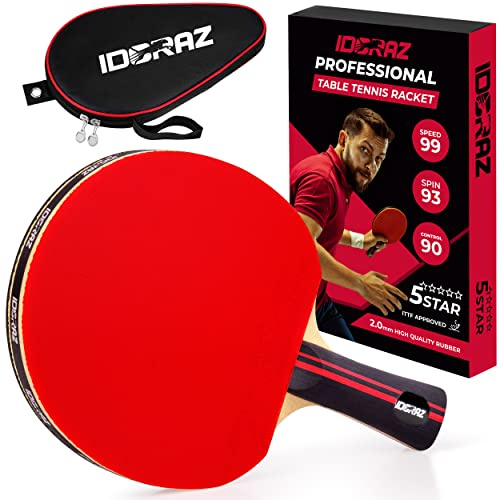 Idoraz Penhold Tischtennisschläger – Professionelles Ping Pong Paddel mit Tragetasche – ITTF zugelassenes Gummi für Turnierspiele – Bestes Tischtennis-Paddel
