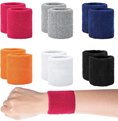 Schweißband Handgelenk,Schweißband,12 Stück Bunte Schweissband,Schweißbänder Handgelenk für Männer und Frauen,Baumwolle Fitness-Schweißbänder für Tennis Basketball Fußball Laufen Fitnessstudio