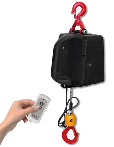 ZYT-DHRUCB Palan électrique 500 kg, 1 500 W, treuil électrique Portable avec télécommande sans Fil pour garages, entrepôts, usines et Levage,Black-500KG