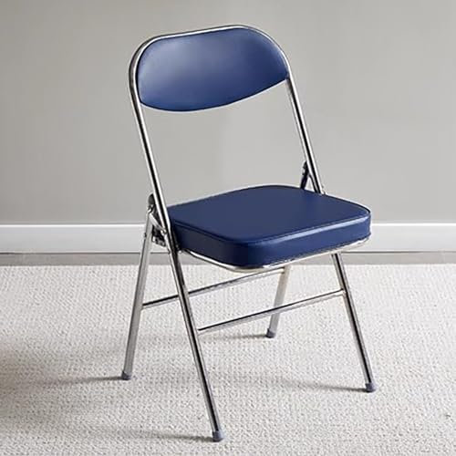 Faltbare Metallstühle mit gepolstertem Kissen für Veranstaltungen im Innen- und Außenbereich, ideal für Home Office und mehr (Größe: marineblau)