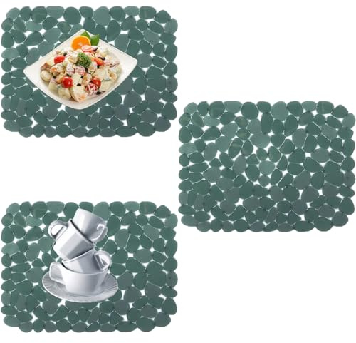 3er-Set Schutzmatte für Küche und Bad, PVC Spülbeckenmatte Zuschneidbare Abtropfmatte, Kann Angepasst Spülbeckenmatte Weich, Edelstahl Spülbecken Schutzmatte, Gegen Kratzer im Spülbecken