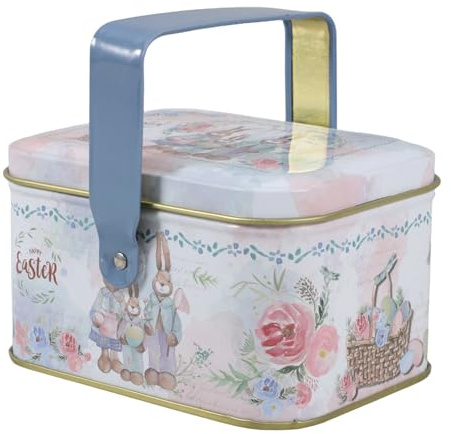 PRETYZOOM Easter Biscuits Tin Container Metal Tinplate Candy Box Vintage Box Decorative Tea Tin Candy Storage Easter Celebration