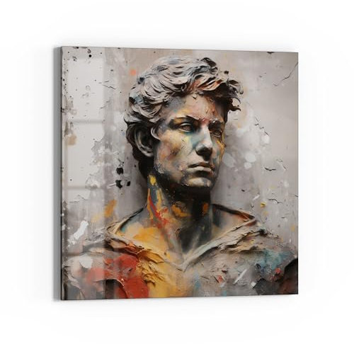 DEQOART Glas-Magnettafel | 30x30 cm cm groß | Motiv Moderne Antike | Memo-Board aus Glas | Magnetboard inkl. Magnete, Stift & Tuch für Küche & Büro | Tafel magnetisch & beschreibbar