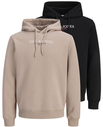 JACK & JONES Hood FST 2pk MP Jorbillyburg Lot de 2 Sweats à Capuche, Mocha Meringue, XS Homme