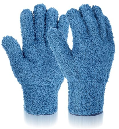 Ymapinc 2 Stück Pflanzen Pflanzenhandschuhe Staub | Mikrofaser Handschuhe Auto Putzhandschuhe für Küche Jalousien Fensterspalt-Staubentfernung Autoreinigung(Marine)