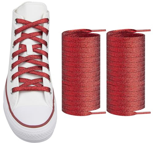 Endoto Lacci Glitter Brillantini per Scarpe, 8MM Piatti Glittery Metallizzati Scintillanti Stringhe Laccio Shoelaces Laces