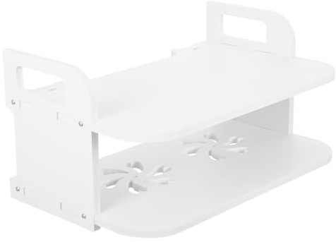 HOMSFOU Supporto per Proiettore da Parete in Mensola Muro per Router e Staffa di Stoccaggio Due Design Cavo per Risparmio di Spazio Installazione Semplice senza Forare