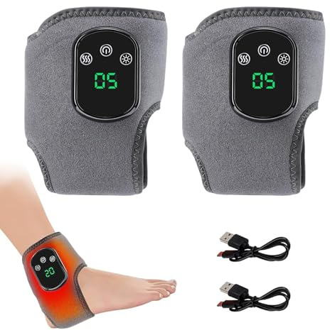 Massaggiatore Elettrico per Piedi 3 in 1, Massaggiatore per Caviglie, Cuscinetto Riscaldante Portatile per Piedi, Ricaricabile Tramite USB con 3 Modalità e 5 Livelli di Calore, per Uomini e Donne (2)