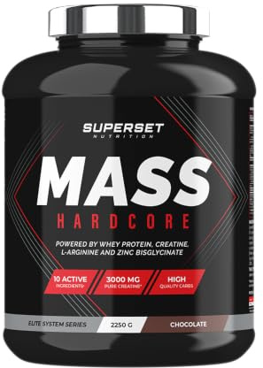 Superset Nutrition | Mass Hardcore (2,25kg) | Gainers | Formule choc : glucide complexe + whey + créatine - Chocolat