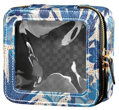 FRODOTGV Piccola borsa per il trucco marrone con motivo pied de poule trasparente, piccola borsa da viaggio per articoli da toeletta organizer per smalti per unghie per ragazze, Piante grasse cactus