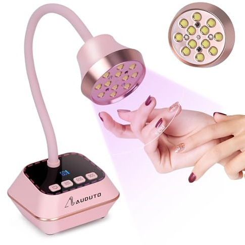 Auduto UV LED Nail Lamp for Gel Nails Polish, Flash Cure 36W Rechargeable Cordless Gooseneck Mini Nails Light, Quick Dryer with Timers Smart Sensor Ambient Lighting, Home DIY & Professional