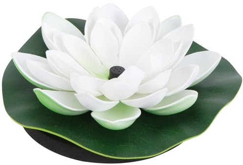 VICASKY Fontaine Solaire Flottante De Lotus Pour Bassin Jardin Extérieur, Décoration Aquarium Blanche Solide, Économie D'énergie Faible Bruit, Facile à Nettoyer